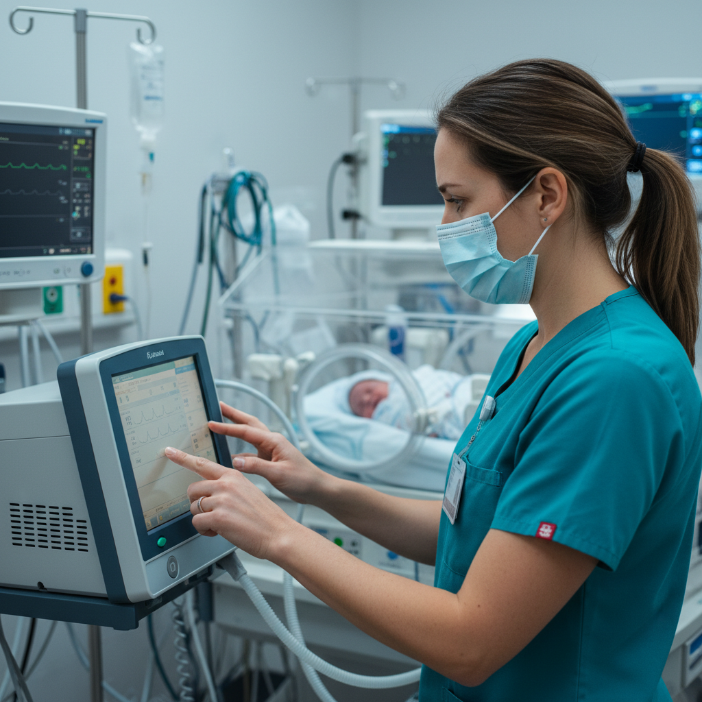 Critical care nurse at workstation