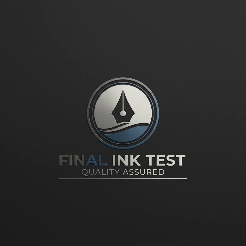 Final ink test on 300gsm cotton paper showing full logotype before scanning