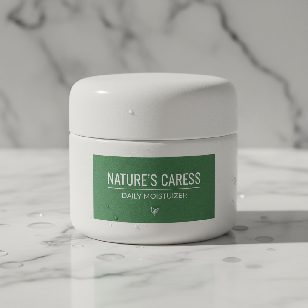White cream jar with minimal label on cream background, soft product photography