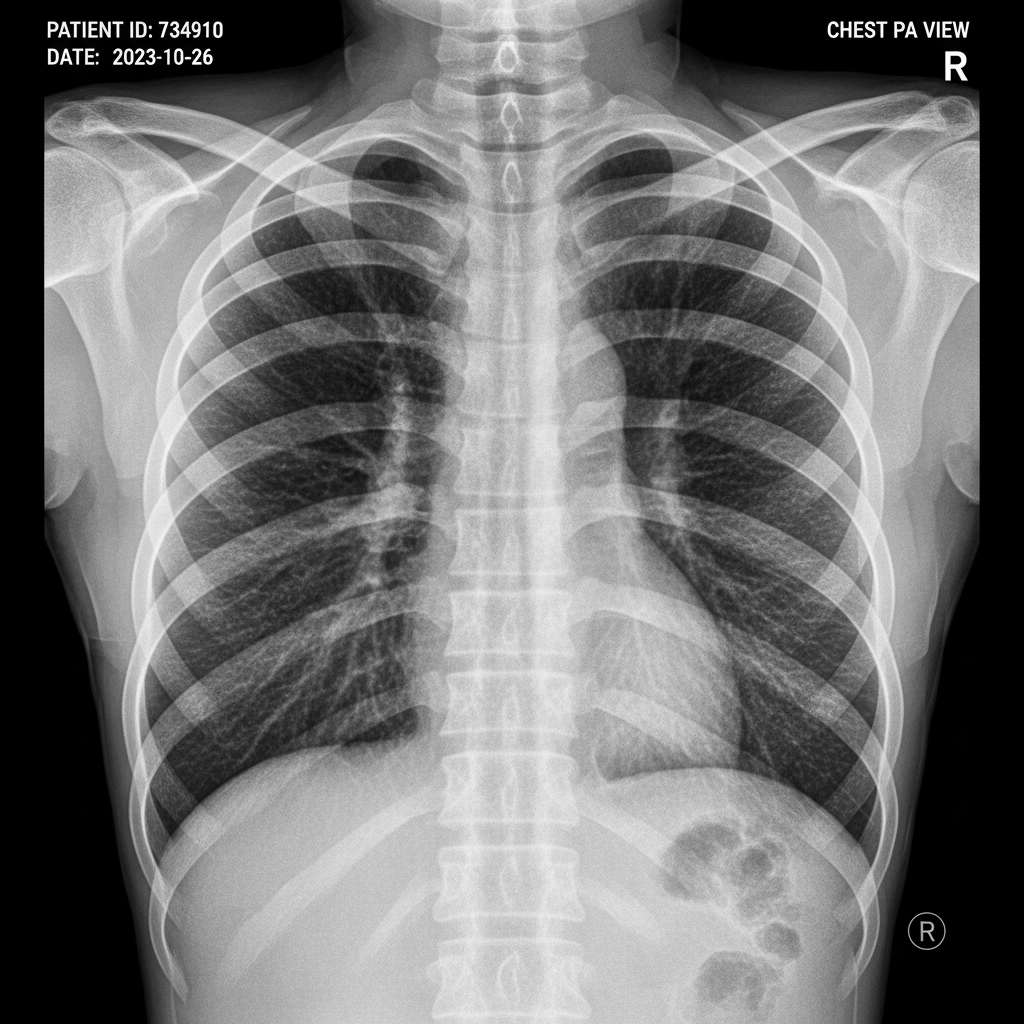 Chest X-ray being reviewed by pulmonologist for tuberculosis diagnosis