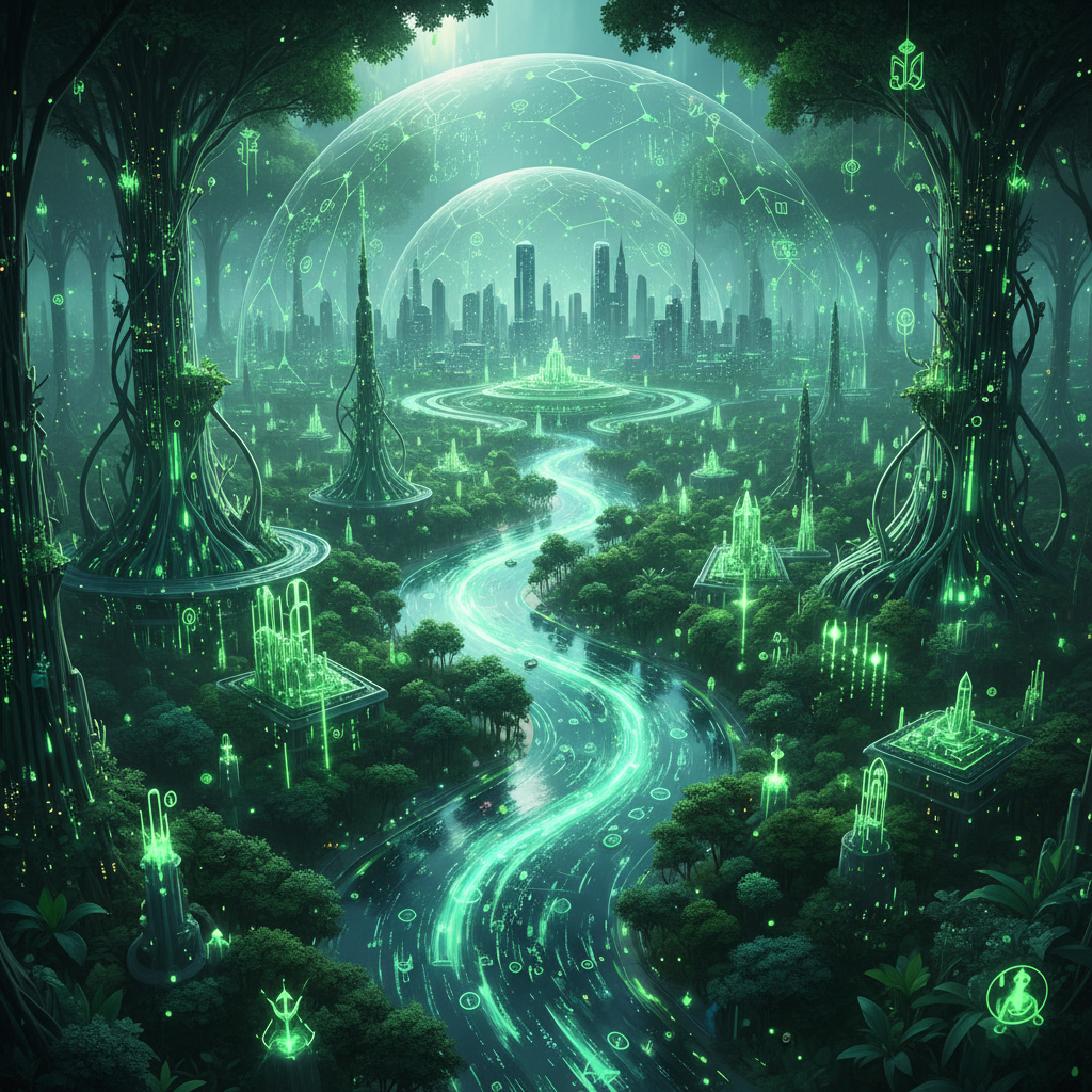 Green cinematic AI video visualization