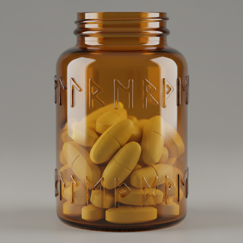 Follicharge Biotin Tablets amber glass bottle with clean white label on ivory surface