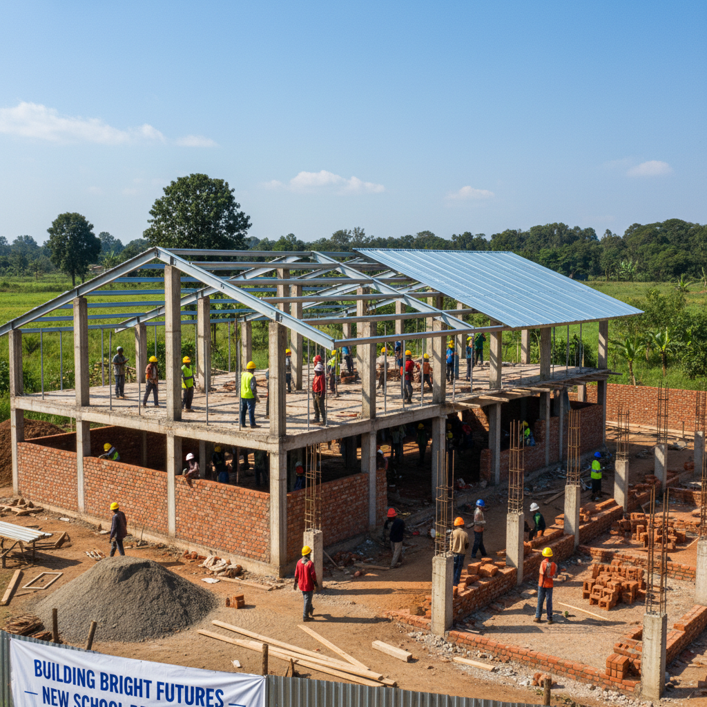Active Kenyan construction project clearly showing masonry and blockwork