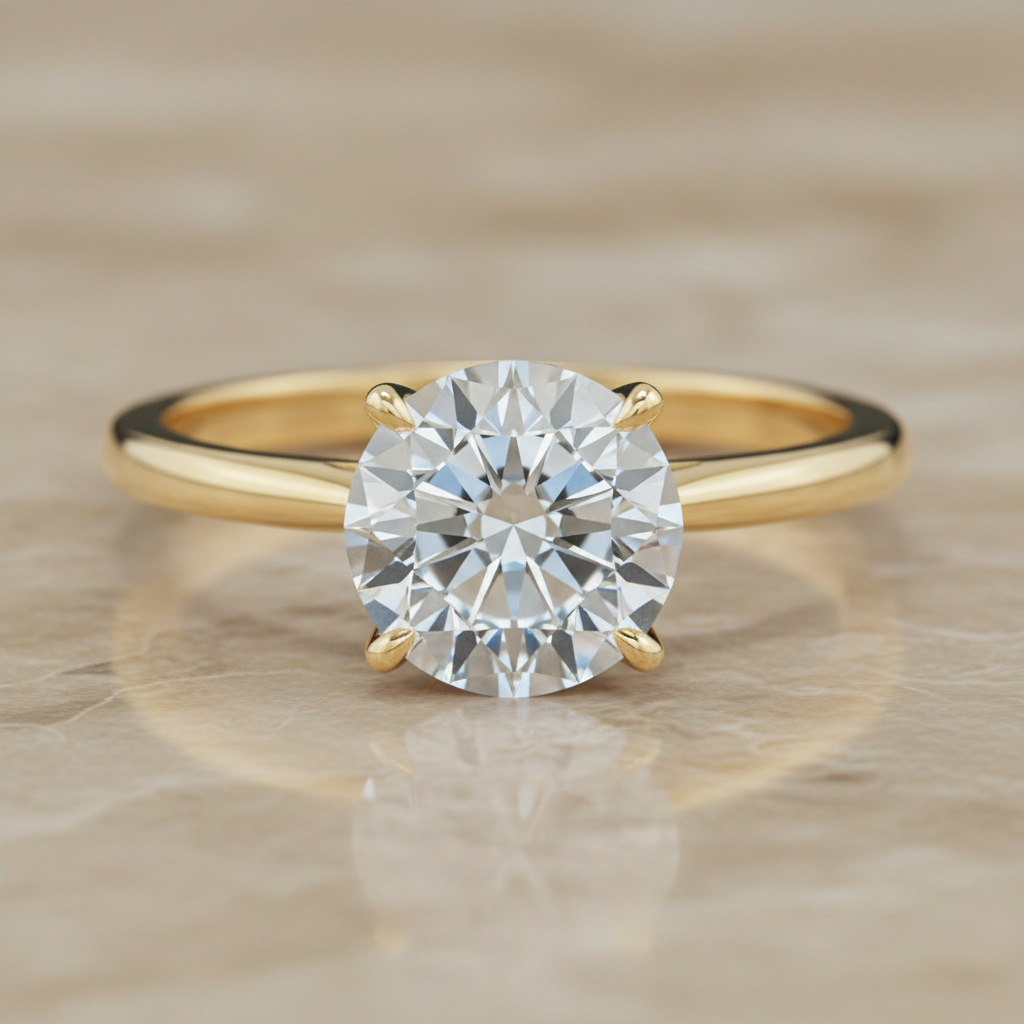 Celestine solitaire diamond ring in 18k gold