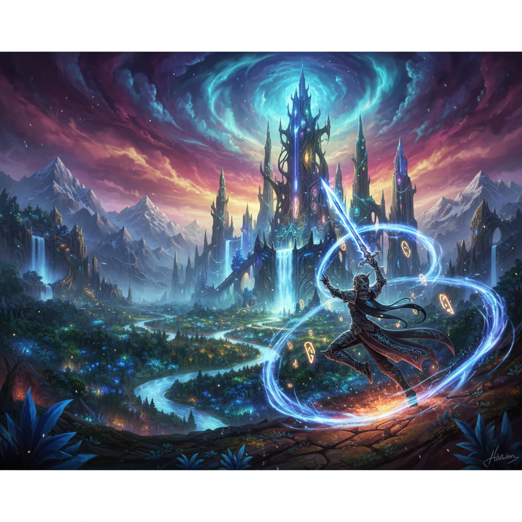 AAA quality RPG fantasy environment with dramatic dark shadows, dim atmospheric lighting, and deep moody tones