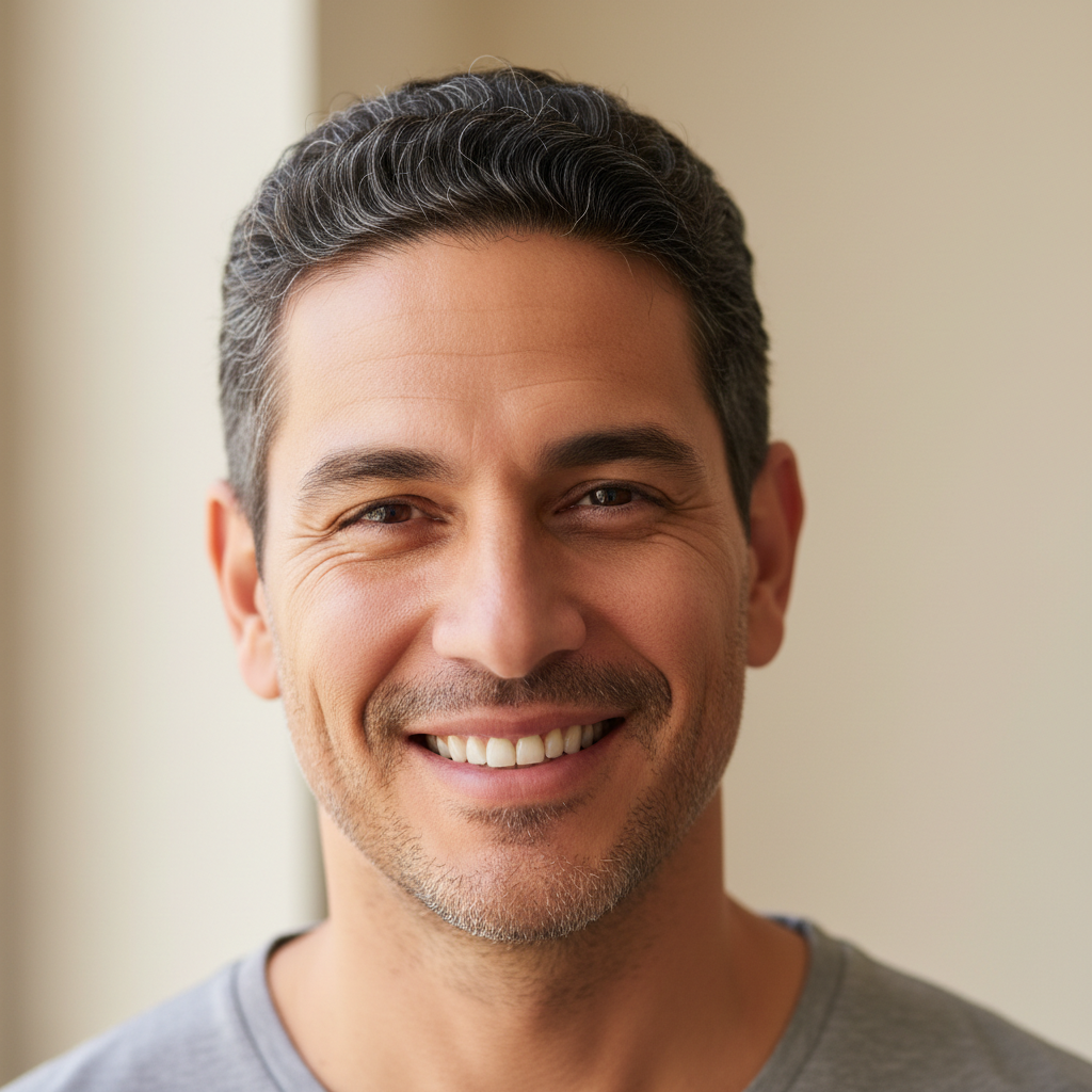 Caucasian woman with blonde hair in professional attire smiling warmly in bright office setting