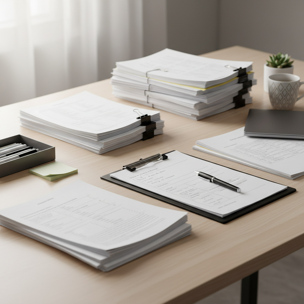 Philippine passport and visa documents on bright white desk, official documents, clean airy environment, soft daylight