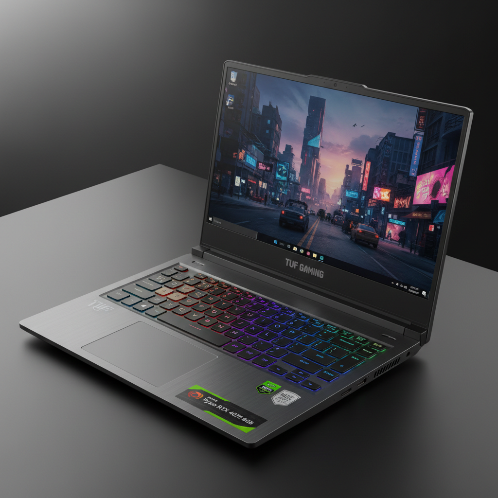 ASUS TUF Gaming A15 أسود بإضاءة خضراء