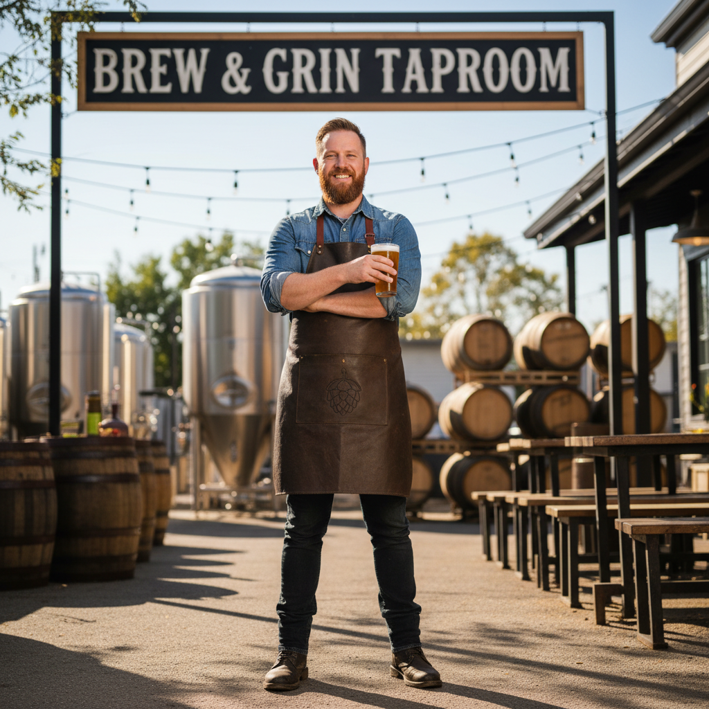 Marcus Obi, taproom manager at Riverside Brewing Co., smiling outdoors
