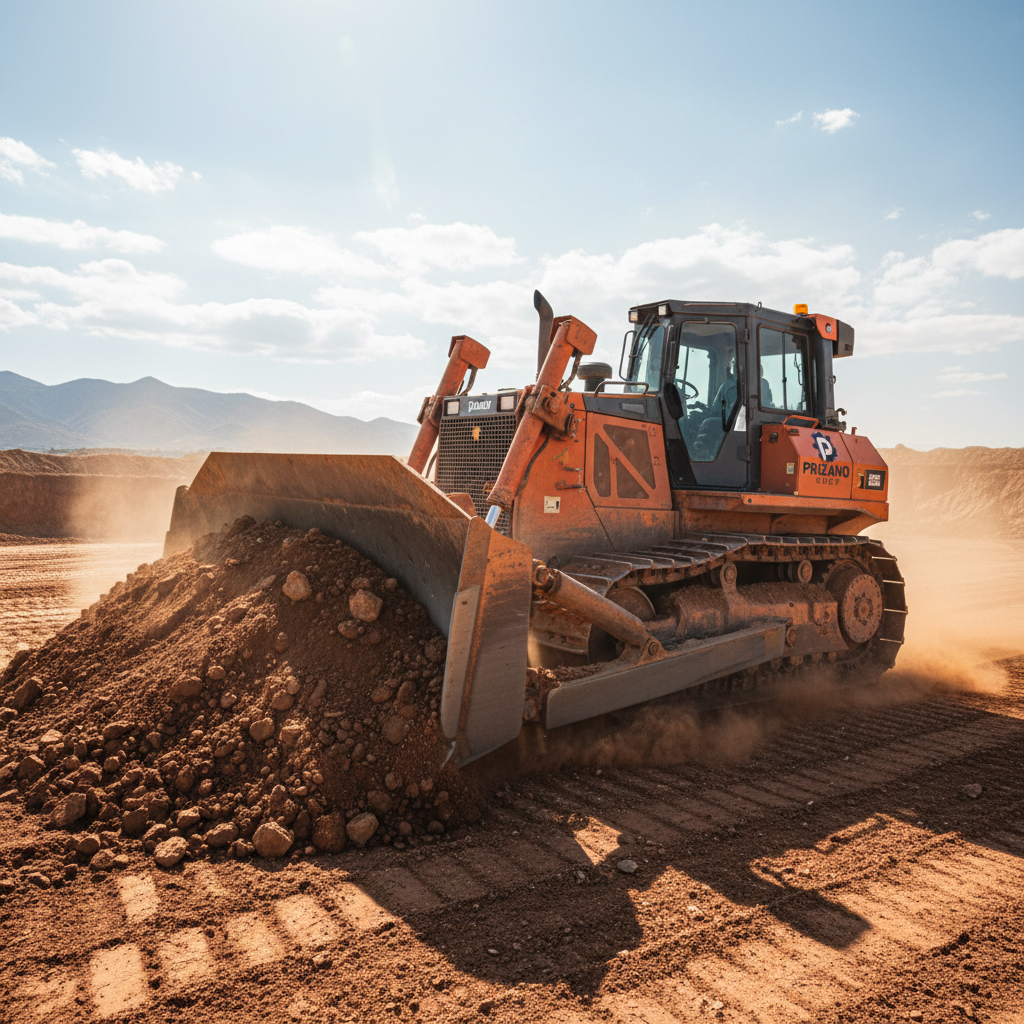 Bulldozer Prizano Groupe effectuant des travaux de terrassement