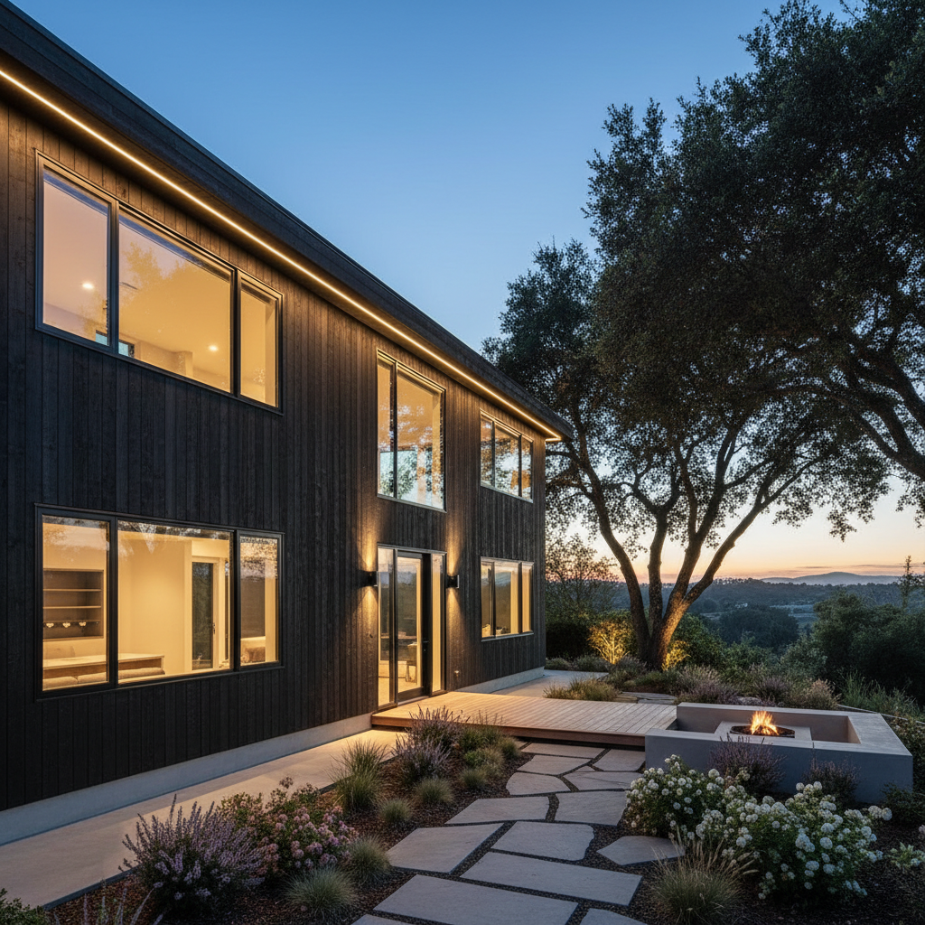 Dramatic exterior home transformation with new fiber cement siding, architectural roofing, and covered front porch addition