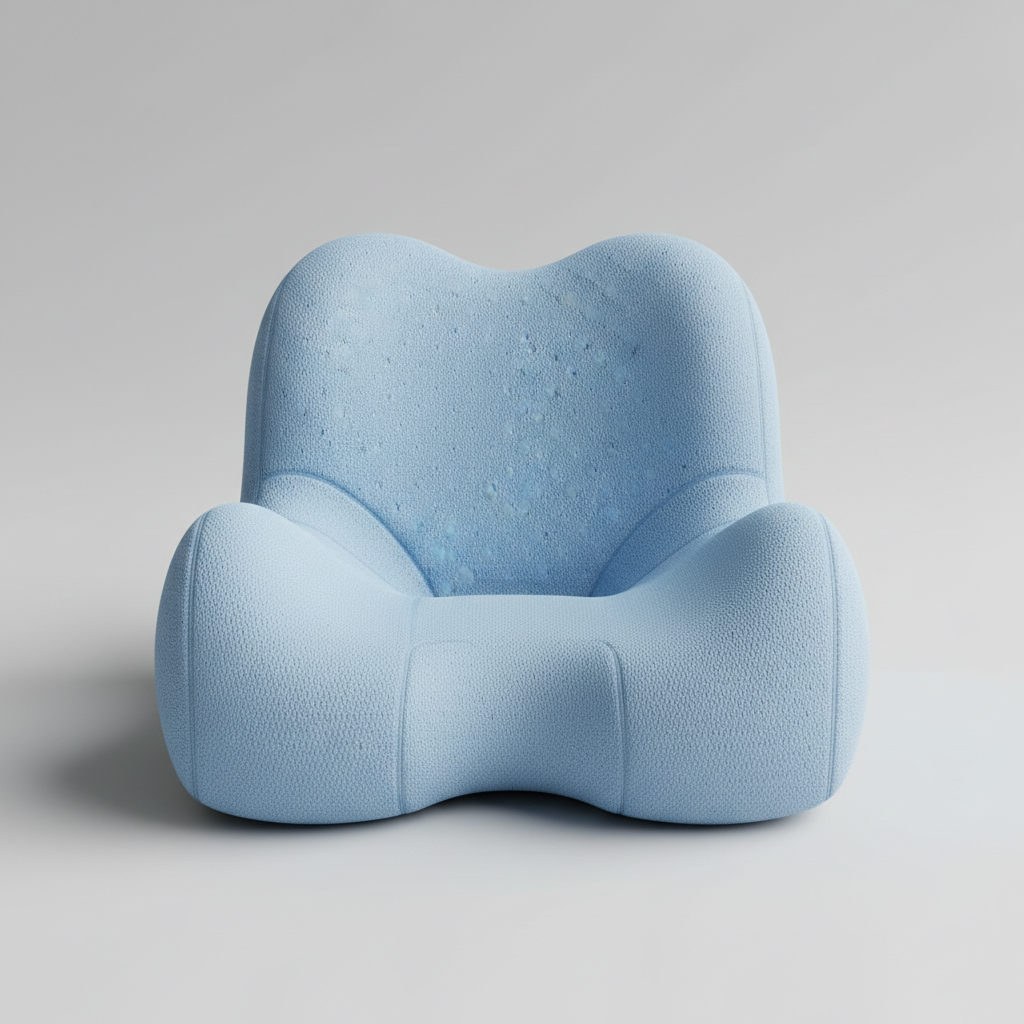 Light blue contoured seat cushion with memory foam on neutral background