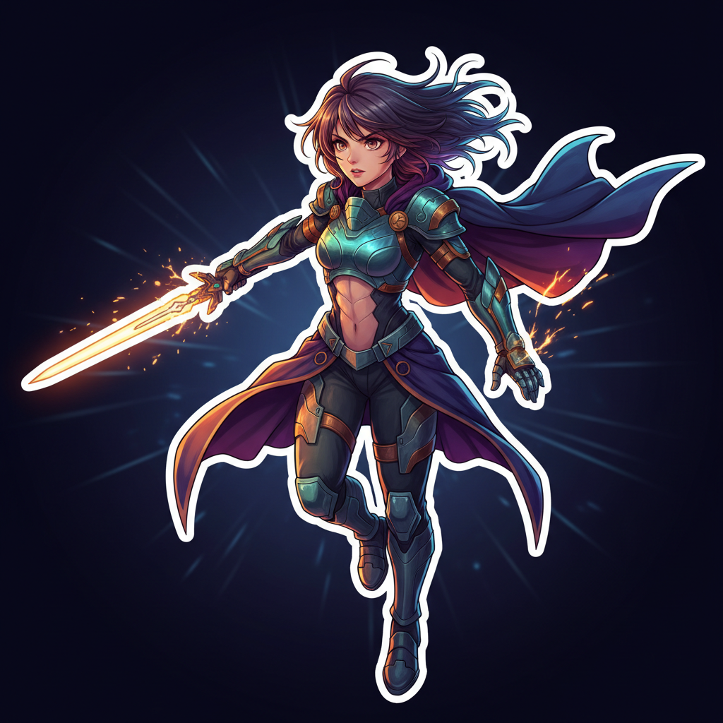 Final character artwork dengan lighting effects, special effects, dan polish yang sempurna