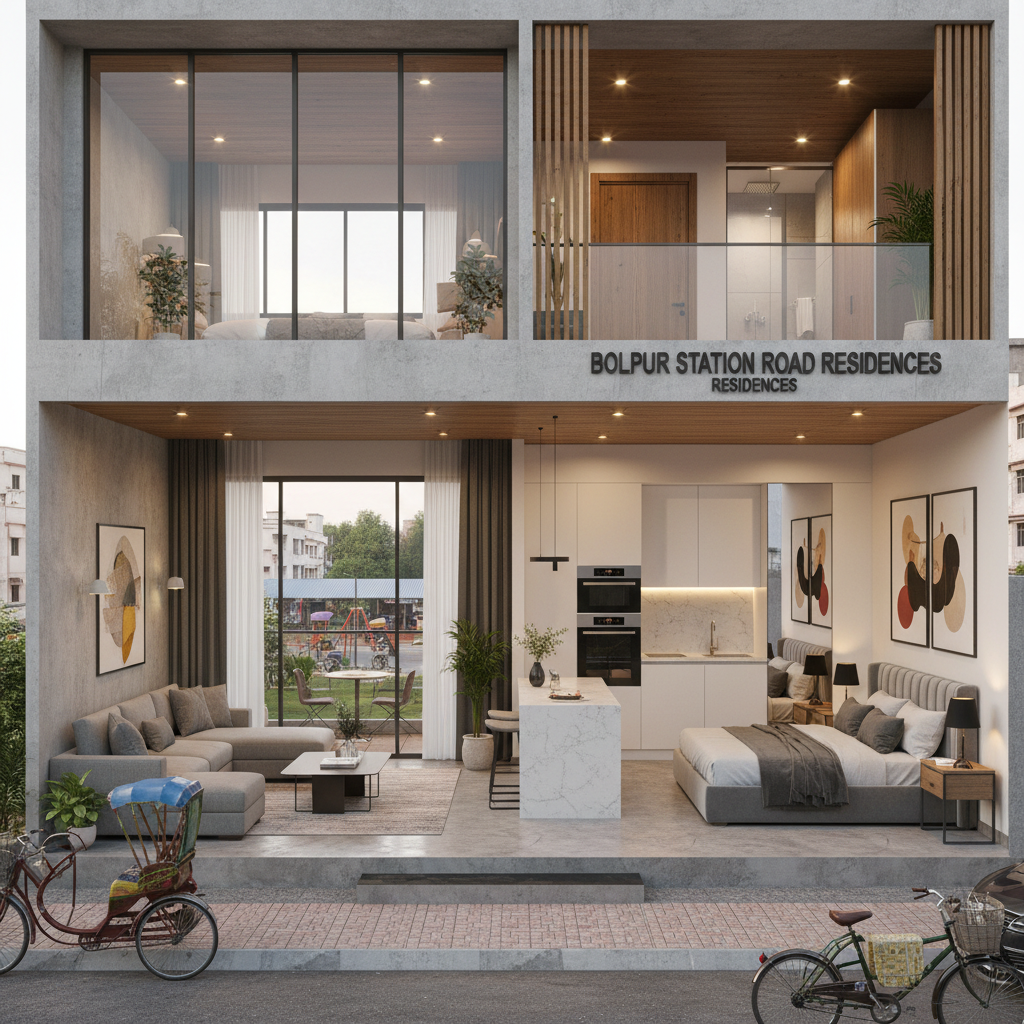 Modern 3BHK apartment living room with city view in Bandra West Mumbai