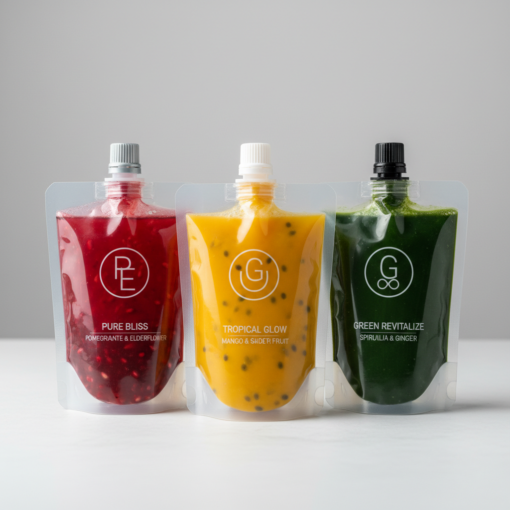 Premium beverages in innovative spout pouch flexible packaging as alternative to rigid containers