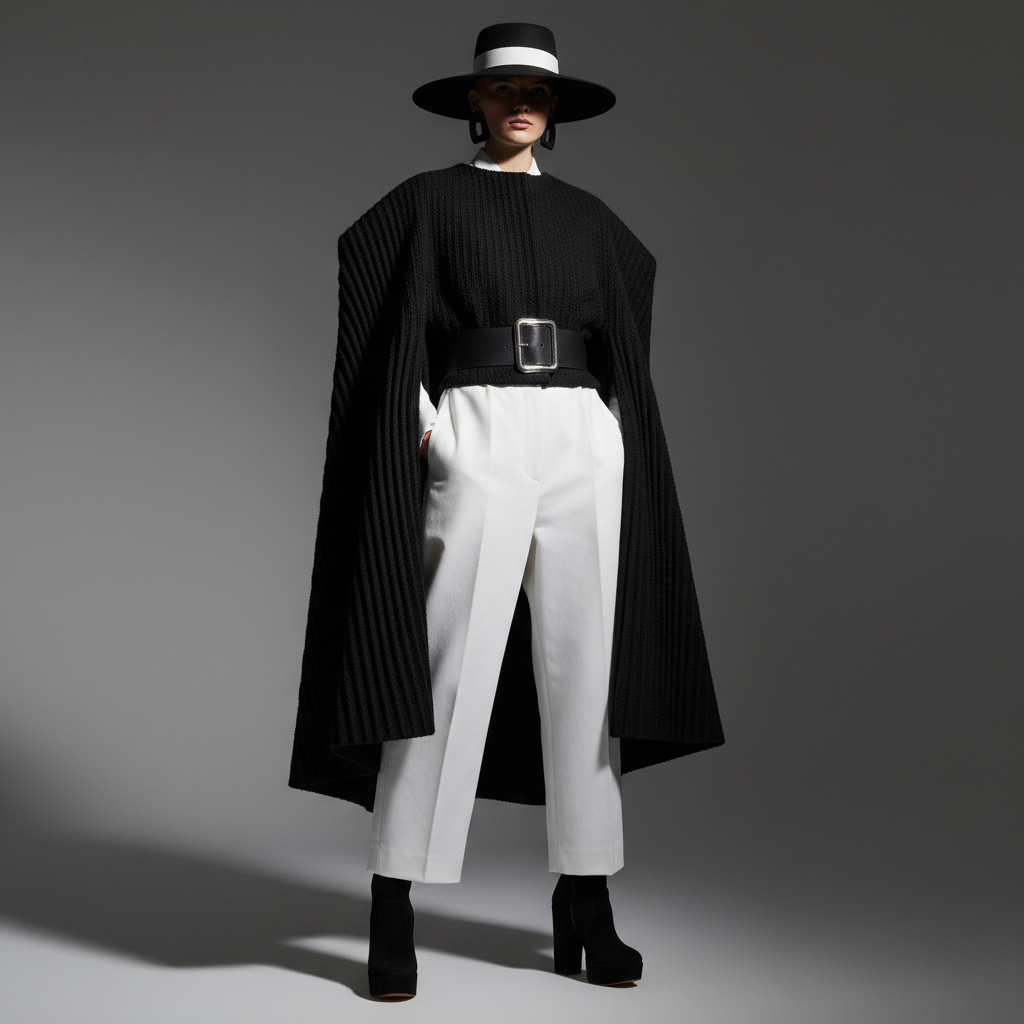 Fashion campaign featuring bold monochrome editorial photography for apparel brand