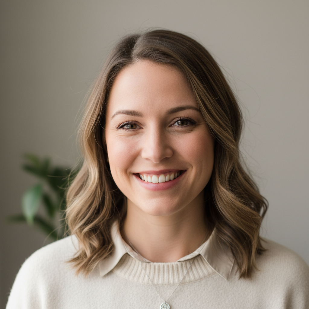 Photo de profil de Camille, femme souriante aux cheveux bruns