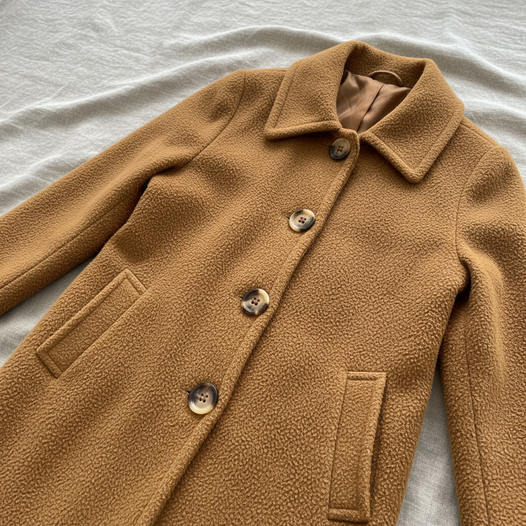 Harvest long wool coat warm caramel brown elegant silhouette autumn