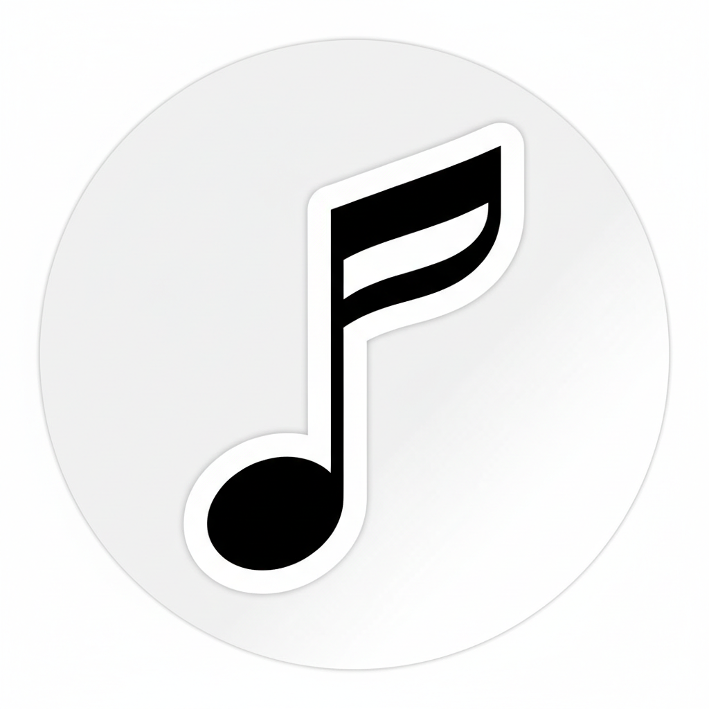 Black musical note icon on dark background