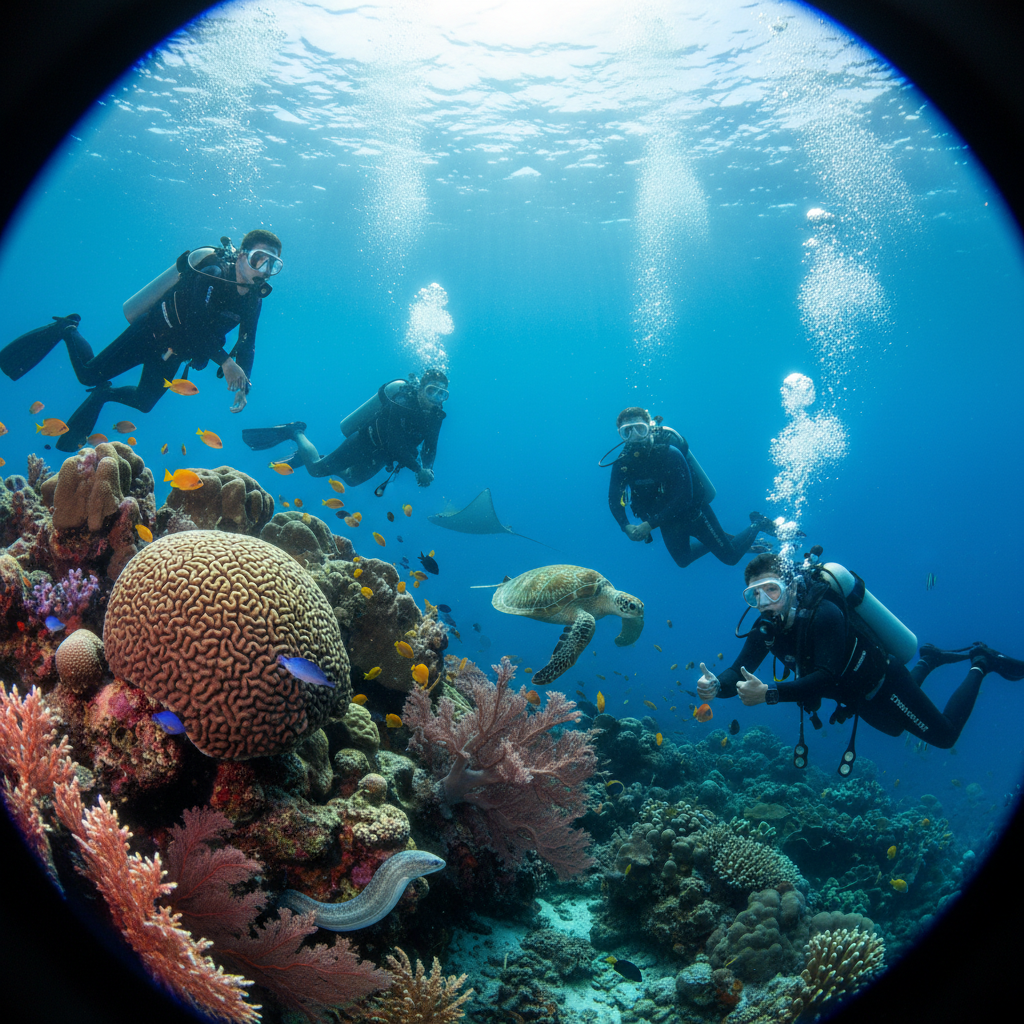 Iguana Divers team underwater diving in Santa Teresa Costa Rica