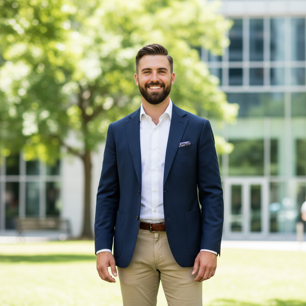 Profile photo of Tom B. with defined jawline