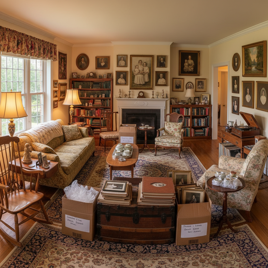 Family living space with warm meaningful artwork on the wall