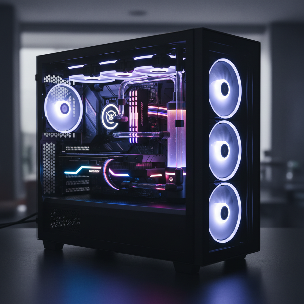 Dark gaming PC setup for premium digital settings
