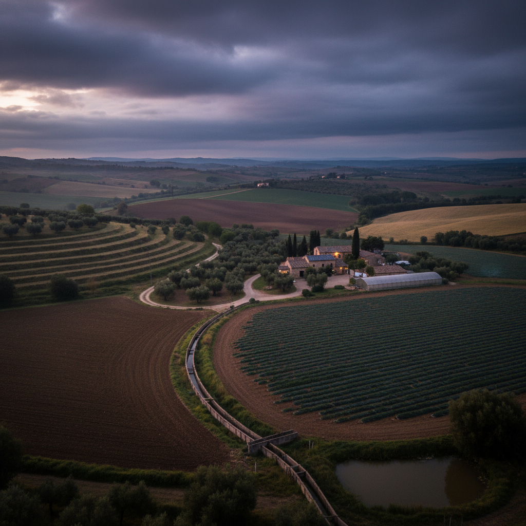 Sustainable agriculture at dusk