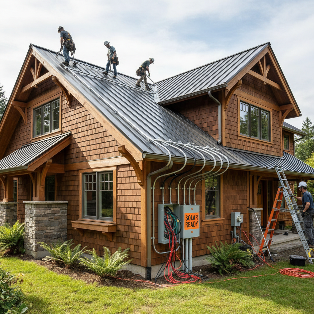 Solar panel electrical preparation and solar-ready wiring for residential Oregon home