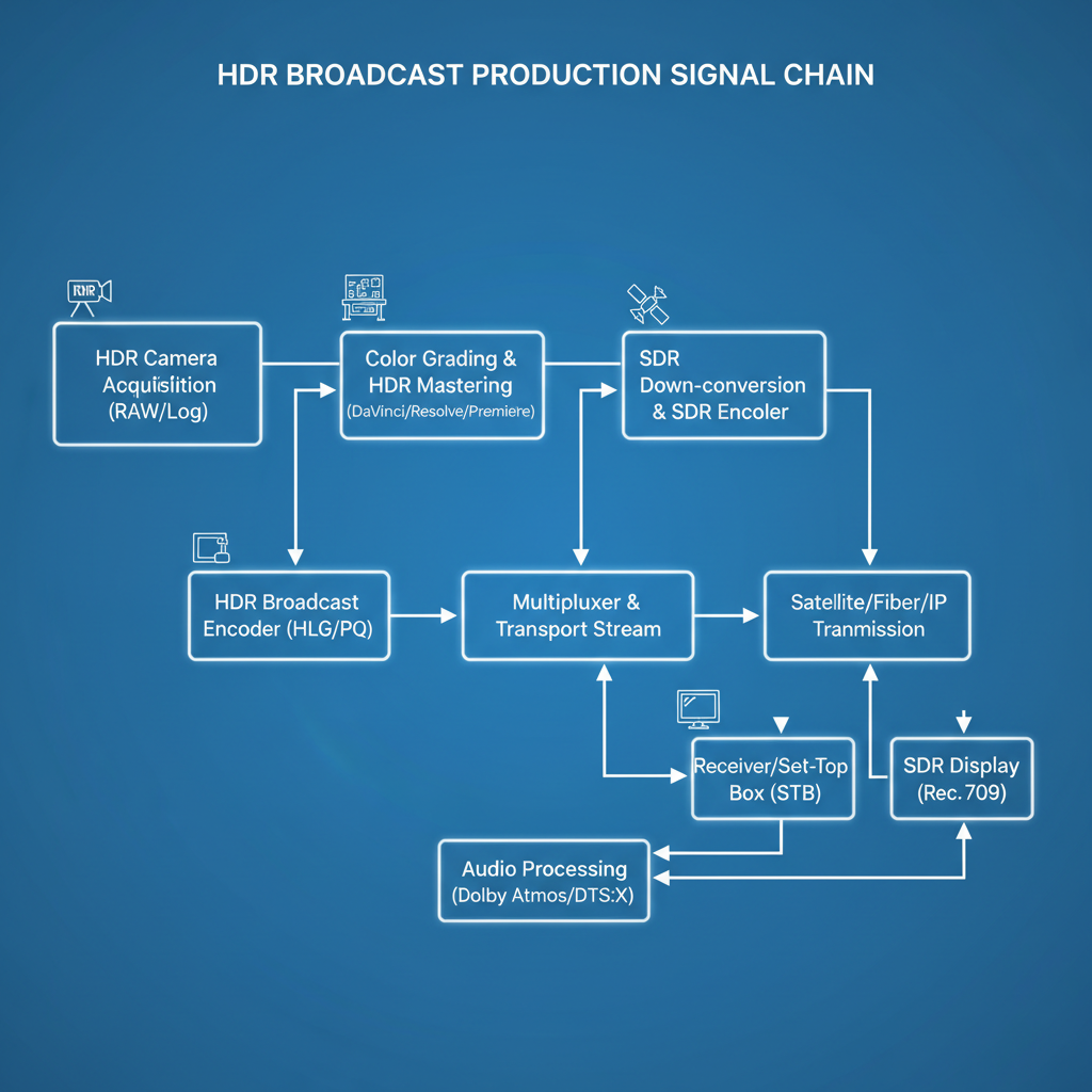 HDR broadcast production workflow diagram showing signal chain