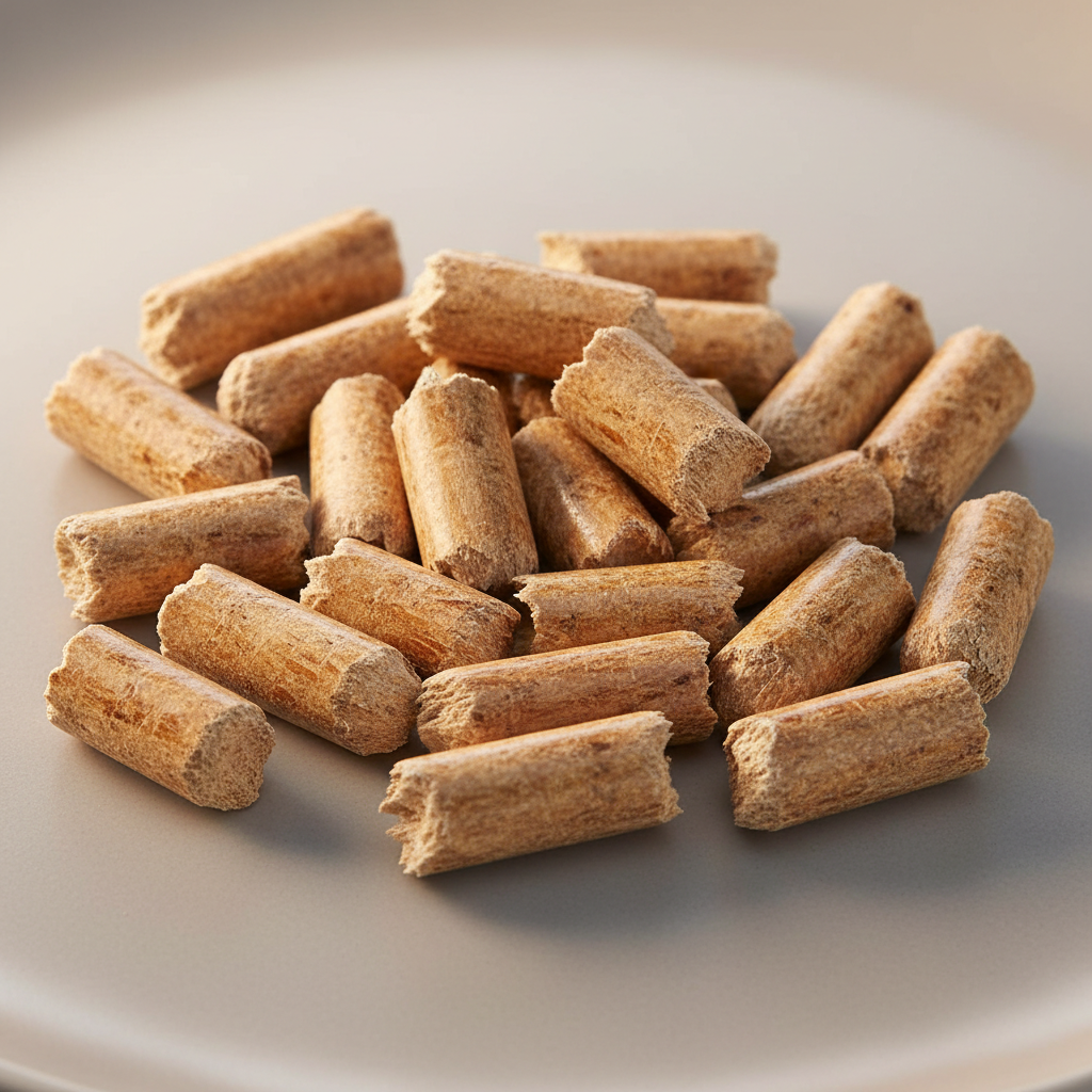 Hardwood pellets from oak and beech for extended burning duration