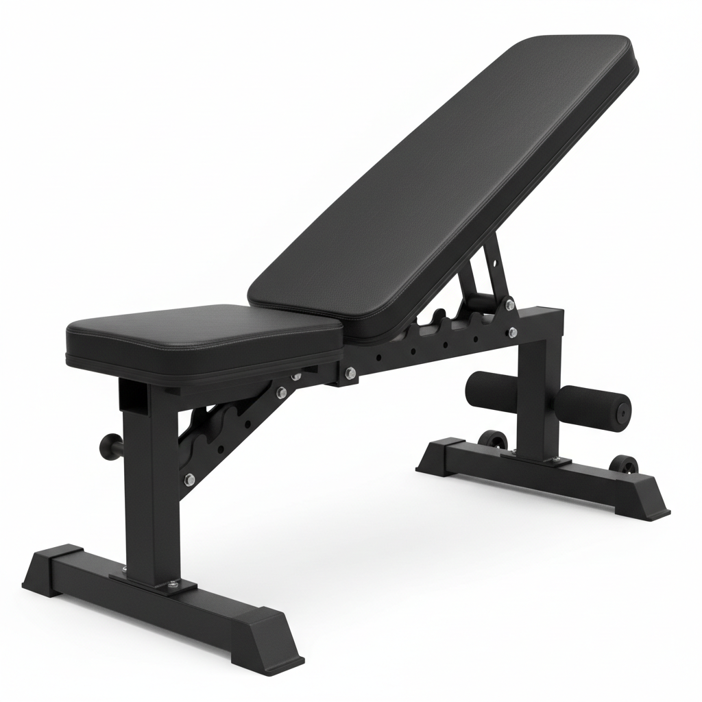 Multi-position adjustable weight bench with padded seat and backrest for versatile training