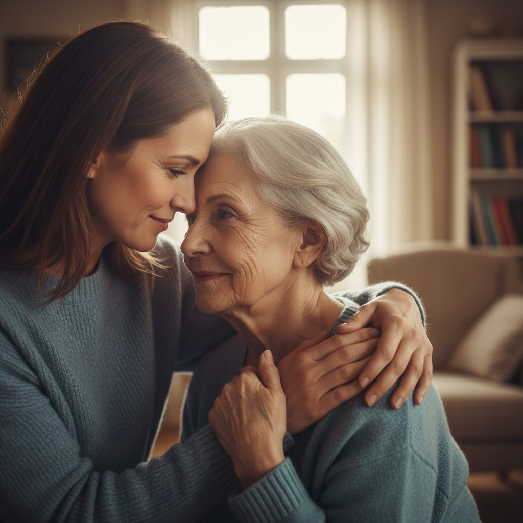 African mother and daughter in a warm home setting, supportive and loving atmosphere