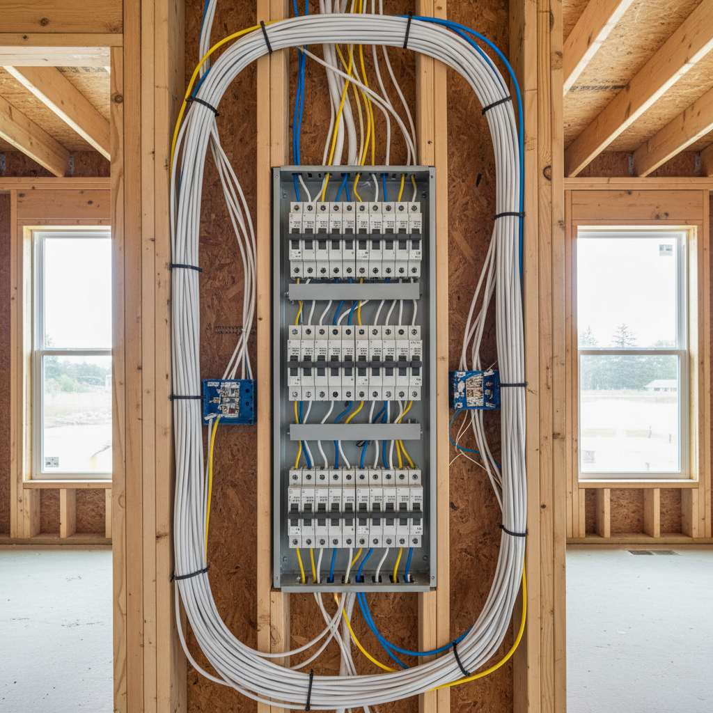 Residential electrical wiring and circuits in Oregon home, professional installation
