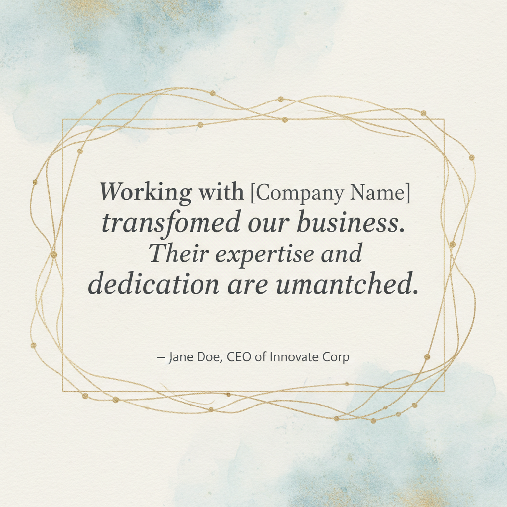Quote pull template with testimonial text in elegant typography layout