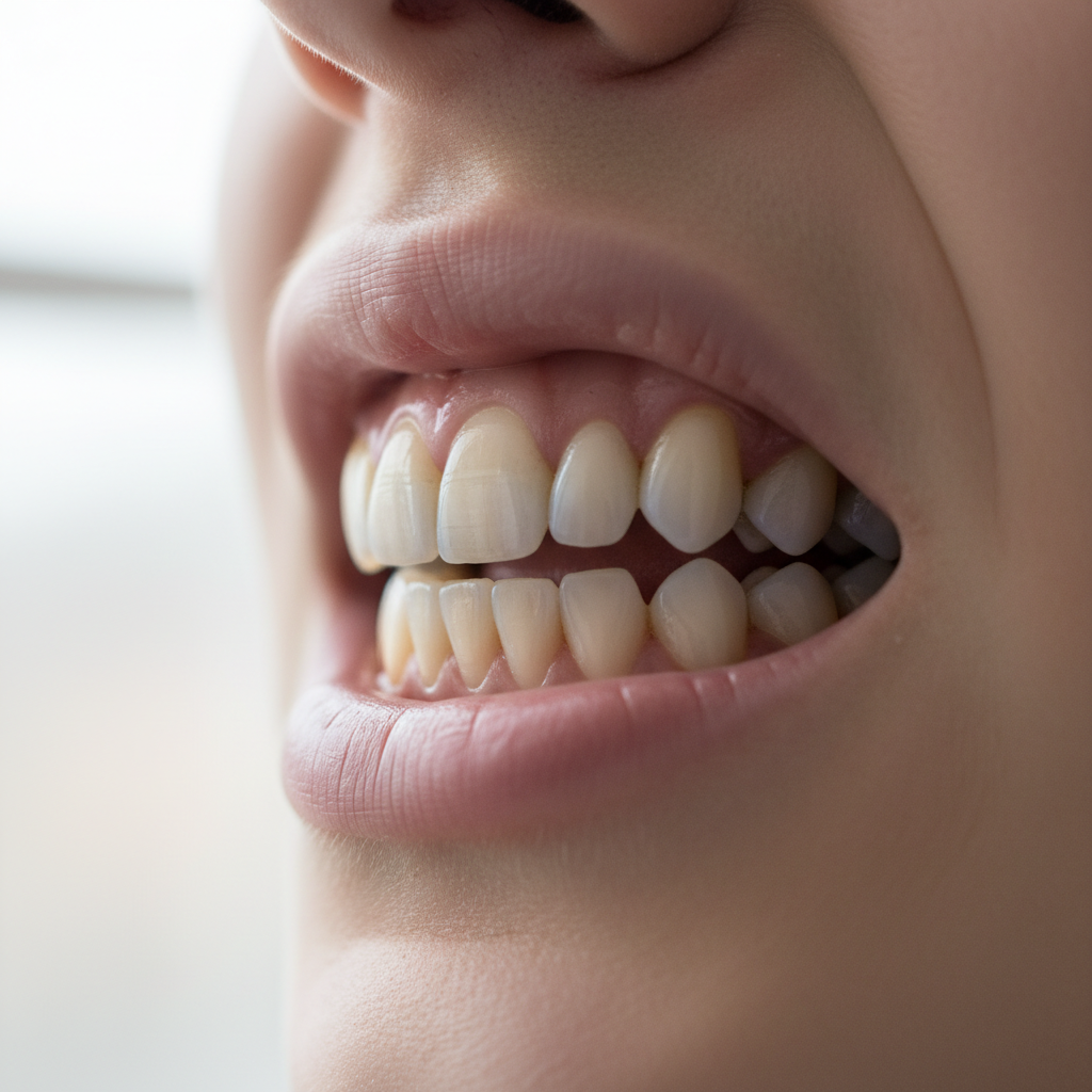 Initial condition showing severely crowded and misaligned teeth