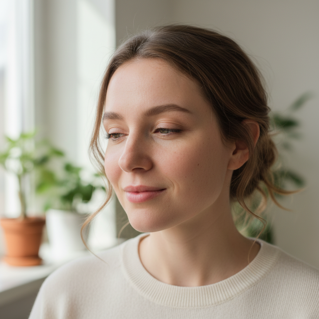 Woman with sensitive skin in natural light
