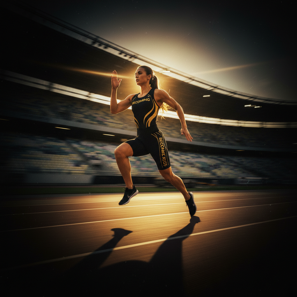 Athletic performance gear in dramatic low-key lighting with deep shadows and steel tones