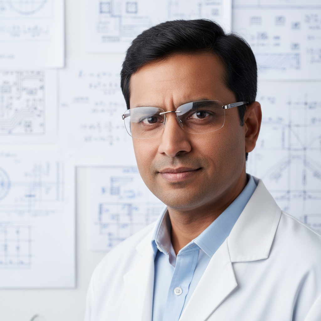 Professional Indian male engineering officer reviewing technical drawings in factory