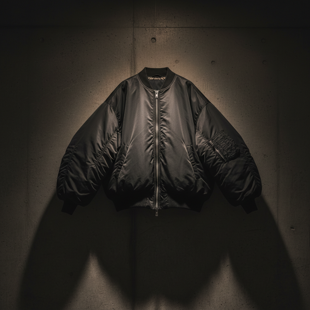Black bomber jacket editorial
