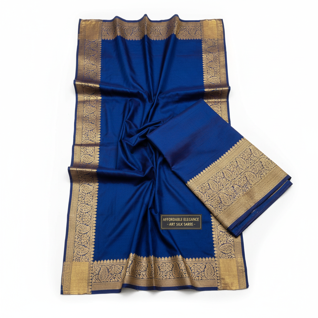 Light blue handloom cotton tant saree with white border, natural daylight