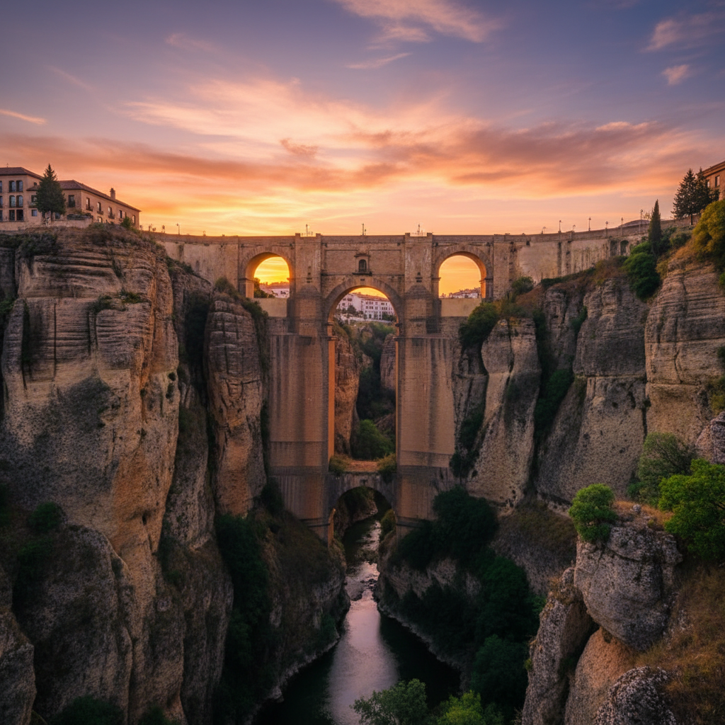 Ronda gorge and Puente Nuevo bridge in Andalusia Spain