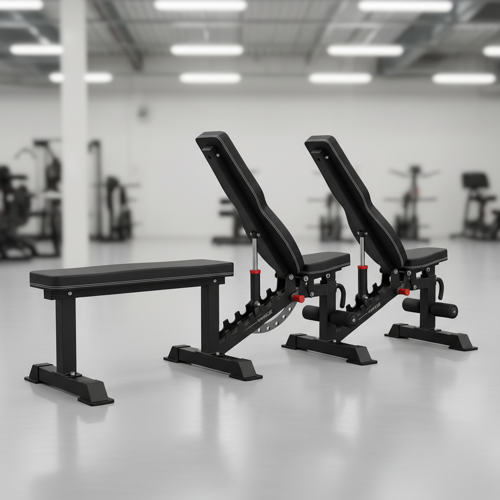 Multi-position adjustable bench with incline decline and flat settings