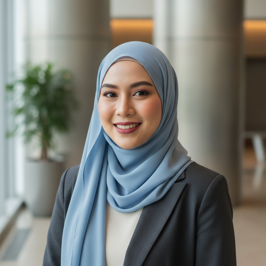 Satisfied hotel client — Malaysian woman in professional attire
