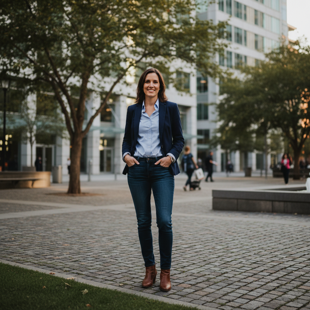 Devon Castillo, consultant in casual professional attire outdoors