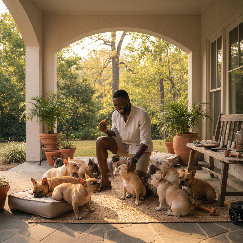 Marcus Okafor, a Nigerian-American man, French Bulldog breeder based in Atlanta