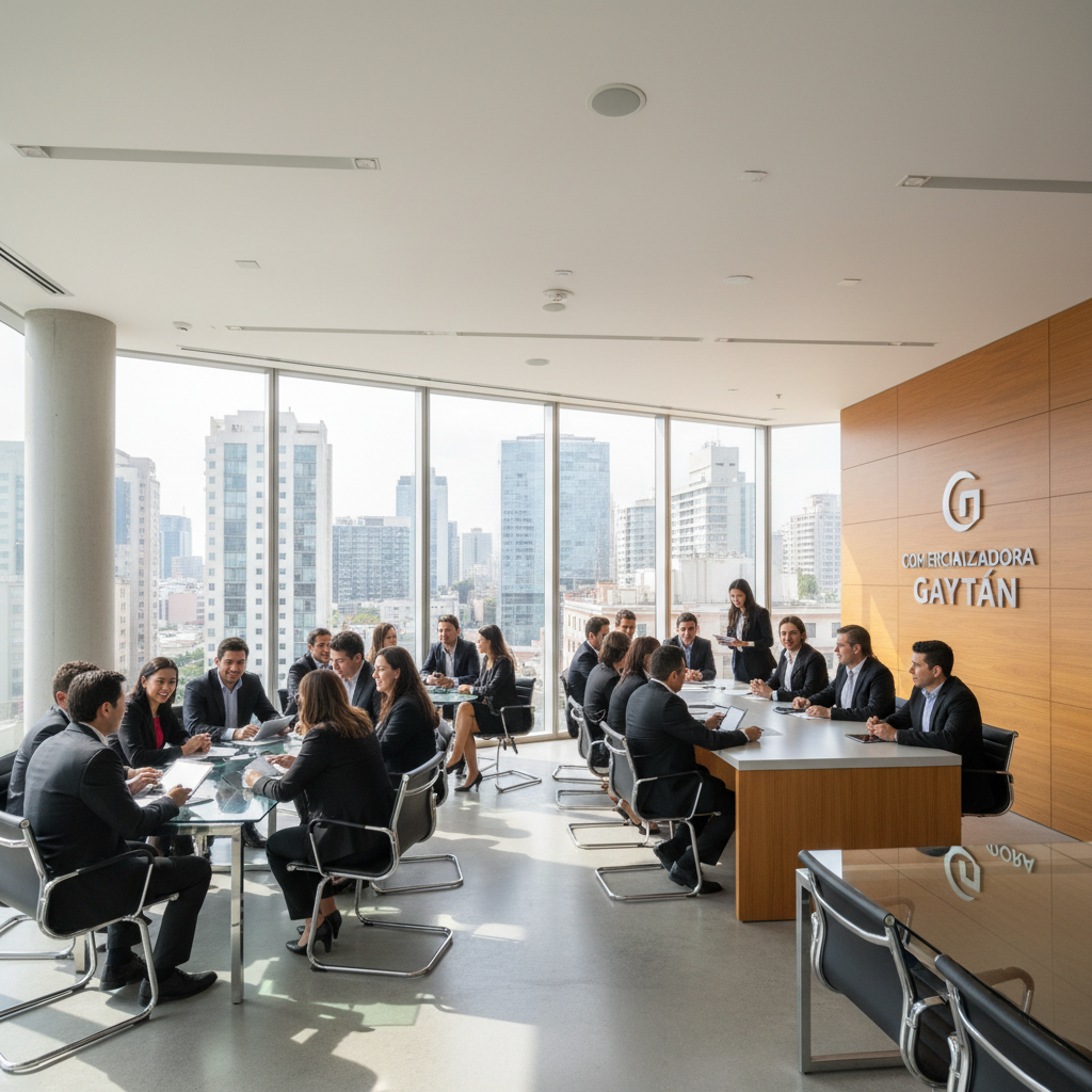 Equipo profesional de Nexo Paraguay trabajando en oficina moderna, ambiente corporativo, luz natural