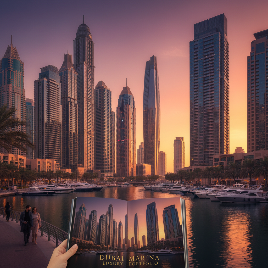Aerial view of premium UAE investment properties — luxury towers and real estate portfolio