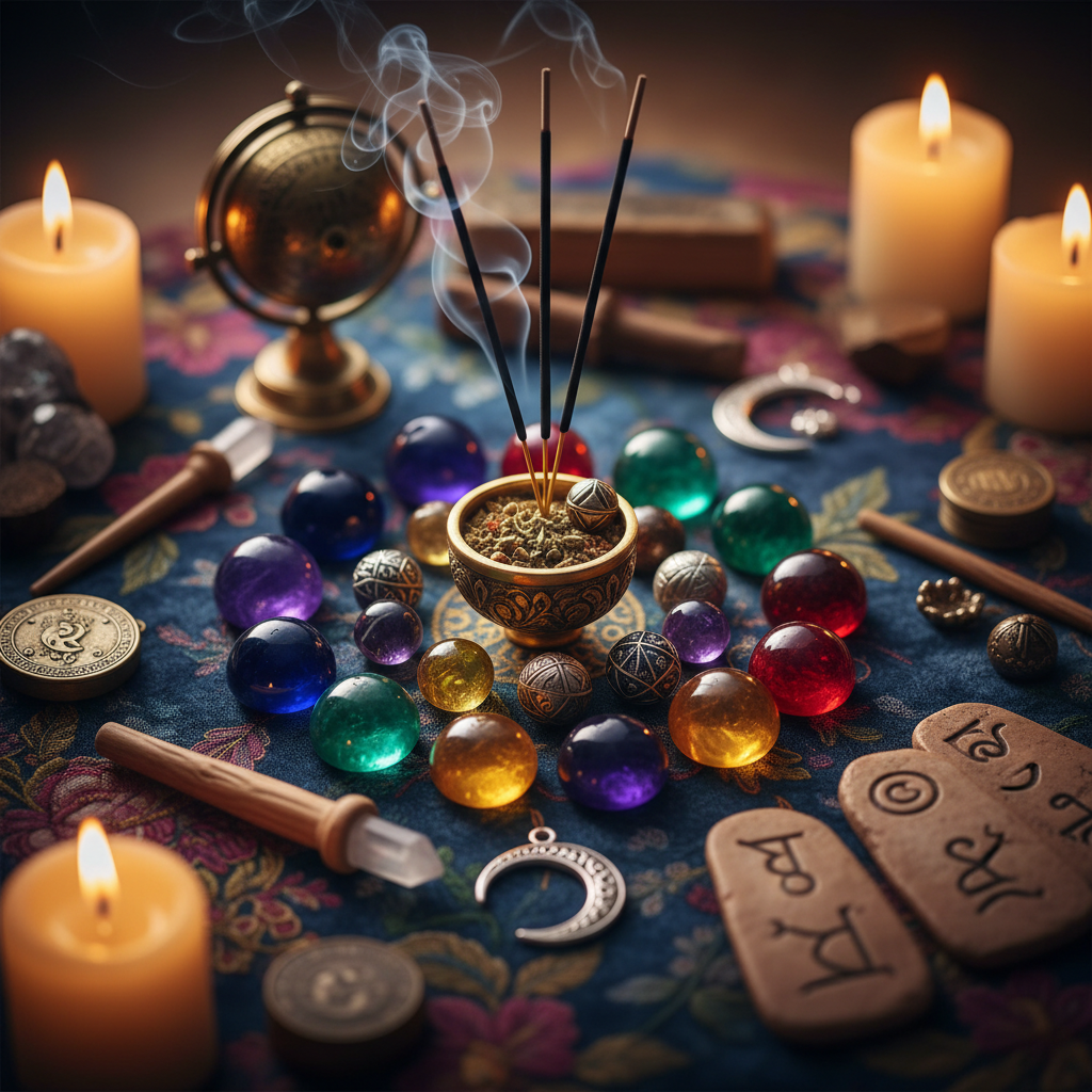 Serene spiritual music performance with soft candlelight, Indian classical instruments, meditative atmosphere