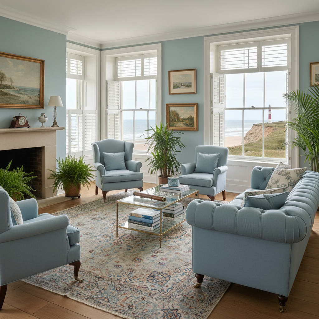 Drawing room with elegant plantation shutters, Hunstanton